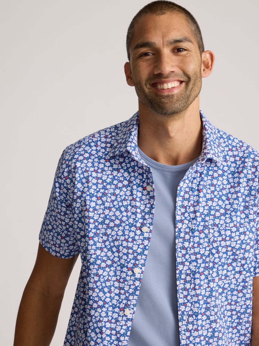 UNTUCKit Performance Short-Sleeve Kincaid Shirt | XLarge | Blue Floral Print - Picture 3 of 12